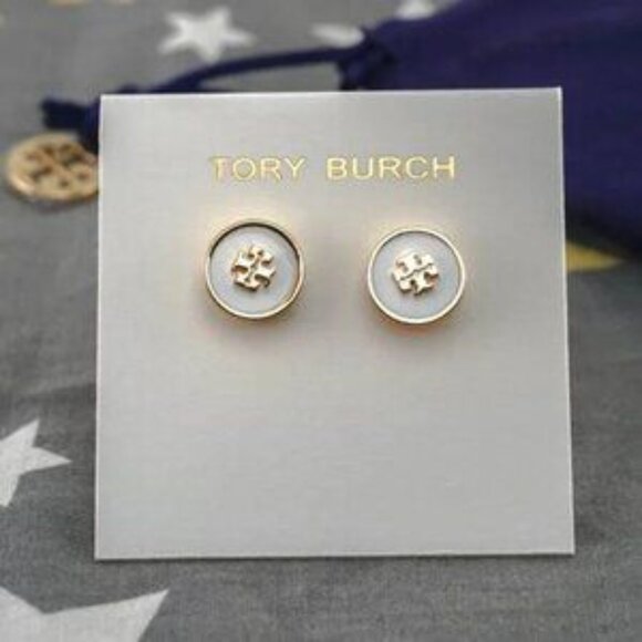 Tory Burch Kira Enameled Circle Stud Earrings - white (Brand New??? - Picture 4 of 4